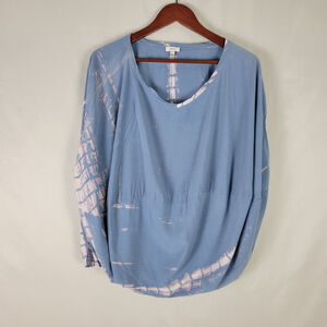 Jodifl Shirt Womens Medium Blue Tie Dye Top Sleeveless Scoop‎ Neck Rayon Blouse